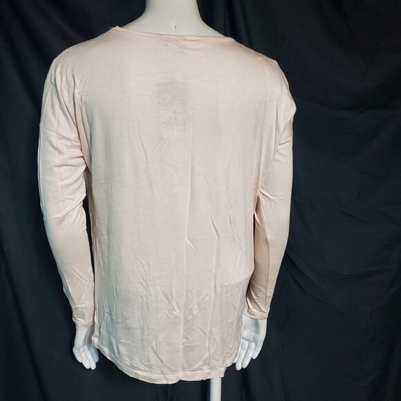 NWT Zenana Outfitters Ivory Pink Long Sleeve Tee - Picture 5 of 6